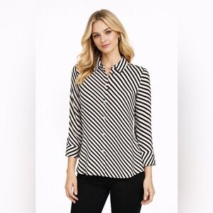H&M Striped Button-Up Blouse – Size Small new with tags